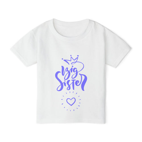 Big Sister Toddler T‑Shirt — Cute Announcement Tee with Crown & Heart