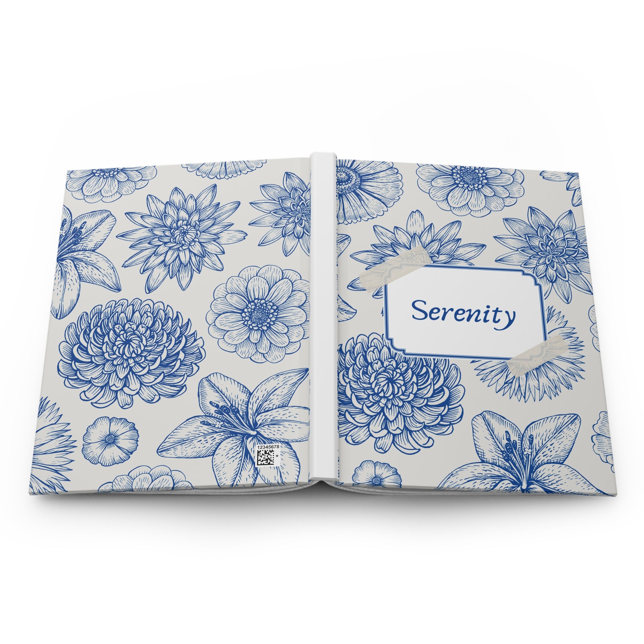 Serenity Floral Hardcover Journal Blue Botanical Notebook