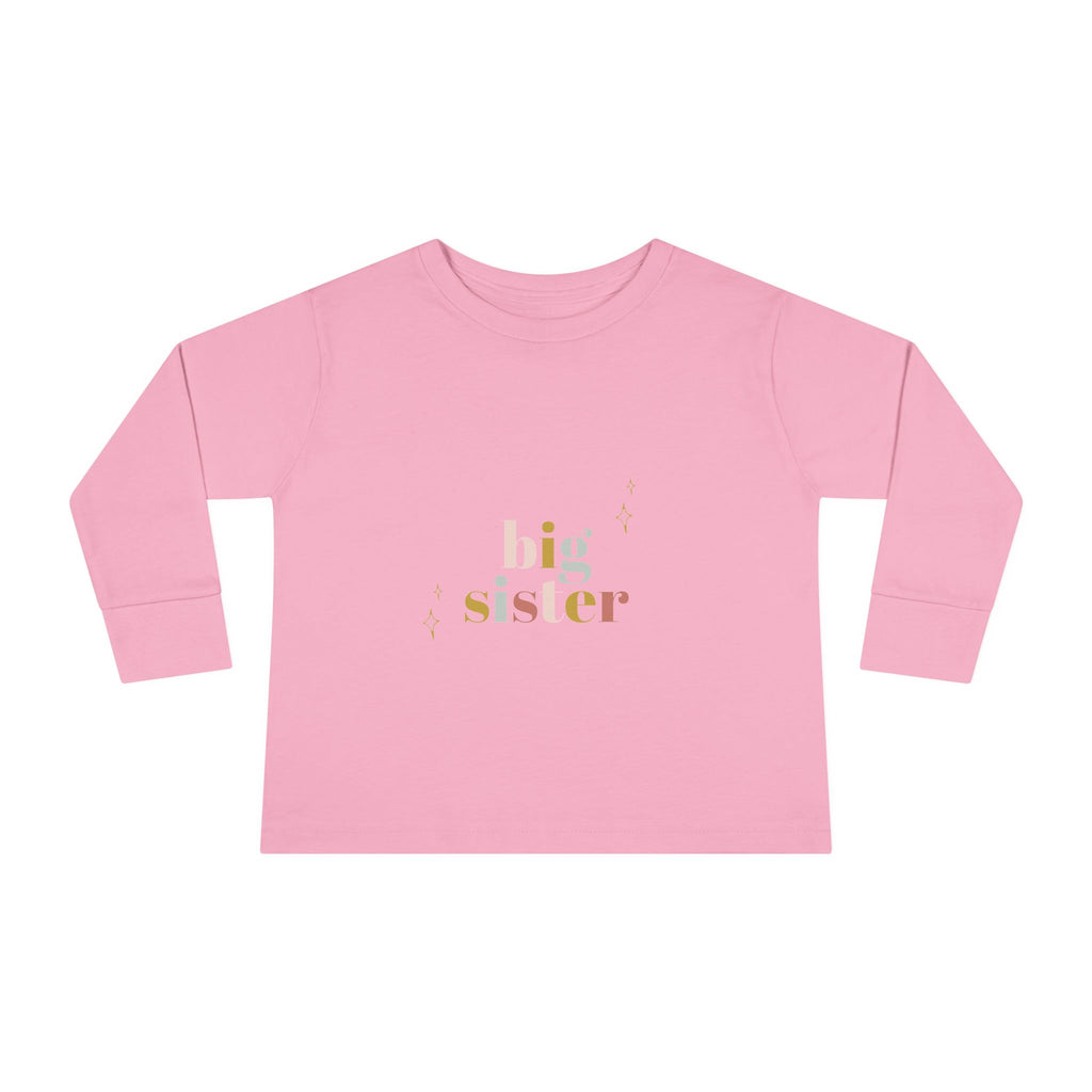 Big Sister Toddler Long Sleeve Tee — Pastel Rainbow Sibling Shirt