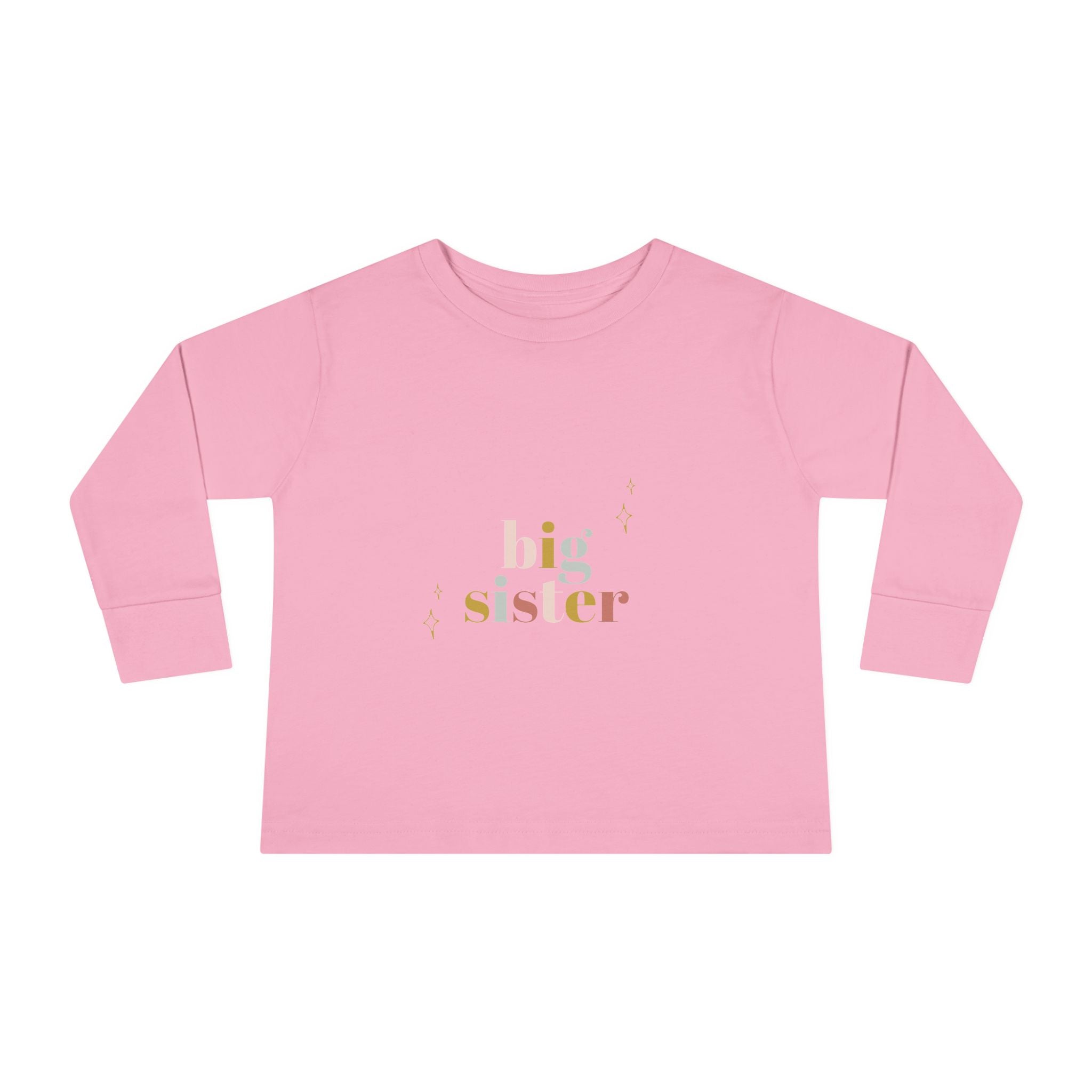 Big Sister Toddler Long Sleeve Tee — Pastel Rainbow Sibling Shirt