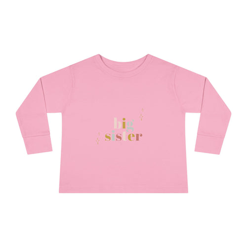 Big Sister Toddler Long Sleeve Tee — Pastel Rainbow Sibling Shirt
