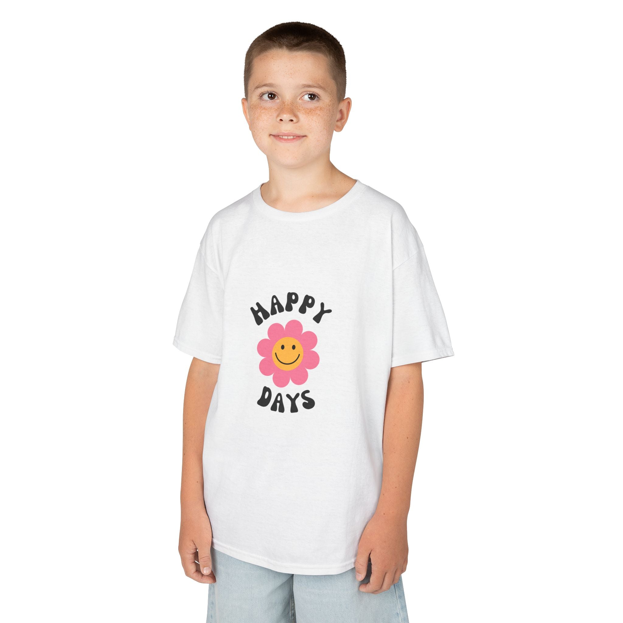 Kids T-Shirt — "Happy Days" Smiley Flower Tee