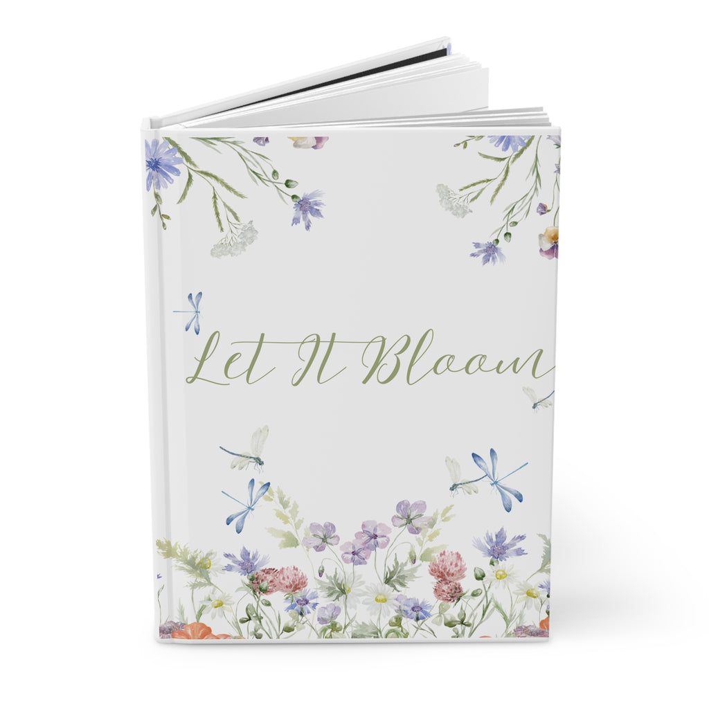 Let It Bloom Hardcover Journal  Floral Dragonfly Notebook for Women, Gardening & Self-Reflection