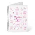 Teaching Is Love in Action A5 Spiral Notebook — Teacher Gift, Pink Doodle School Icons