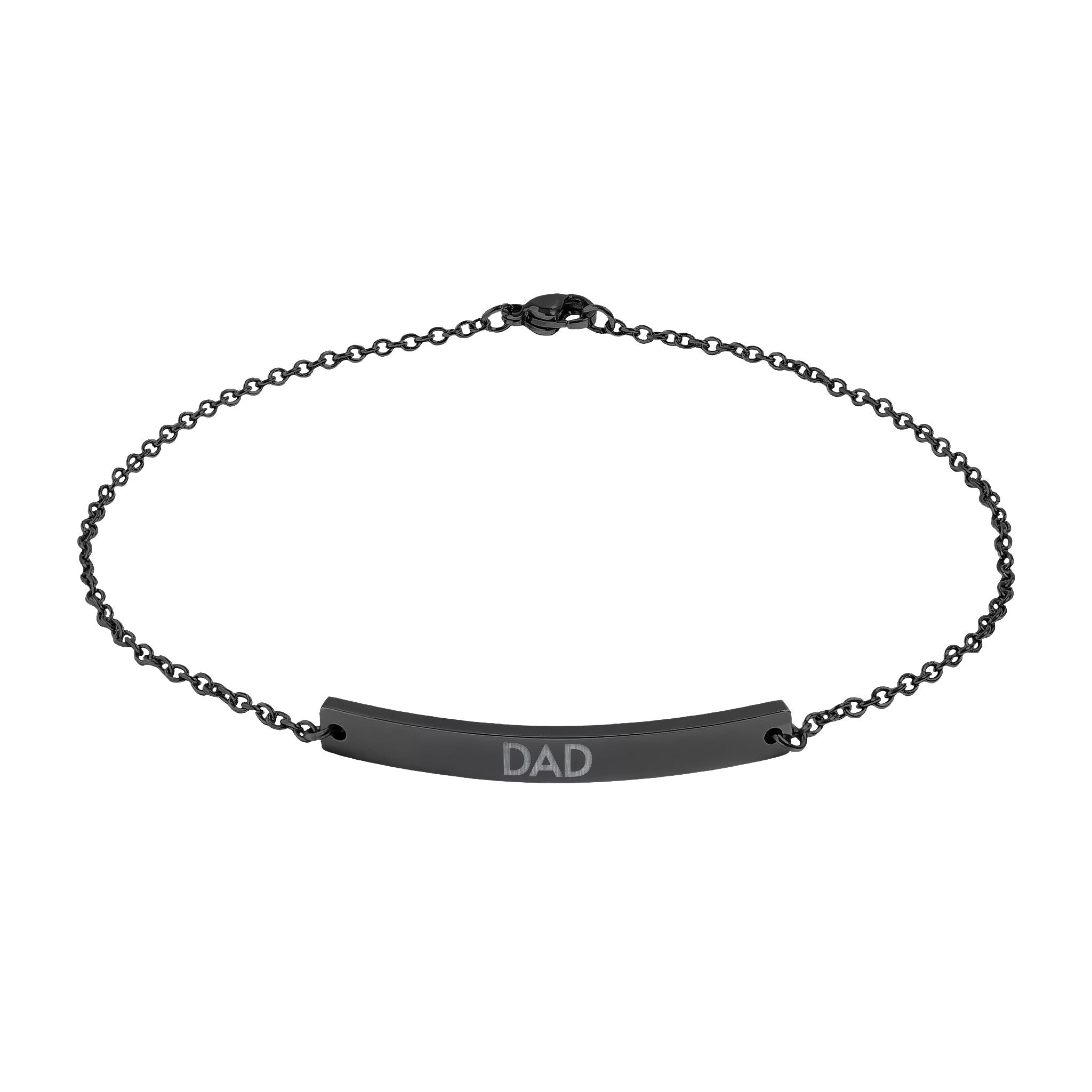 Engraved Curved Bar Anklet — Personalized "DAD" Stainless Steel Chain