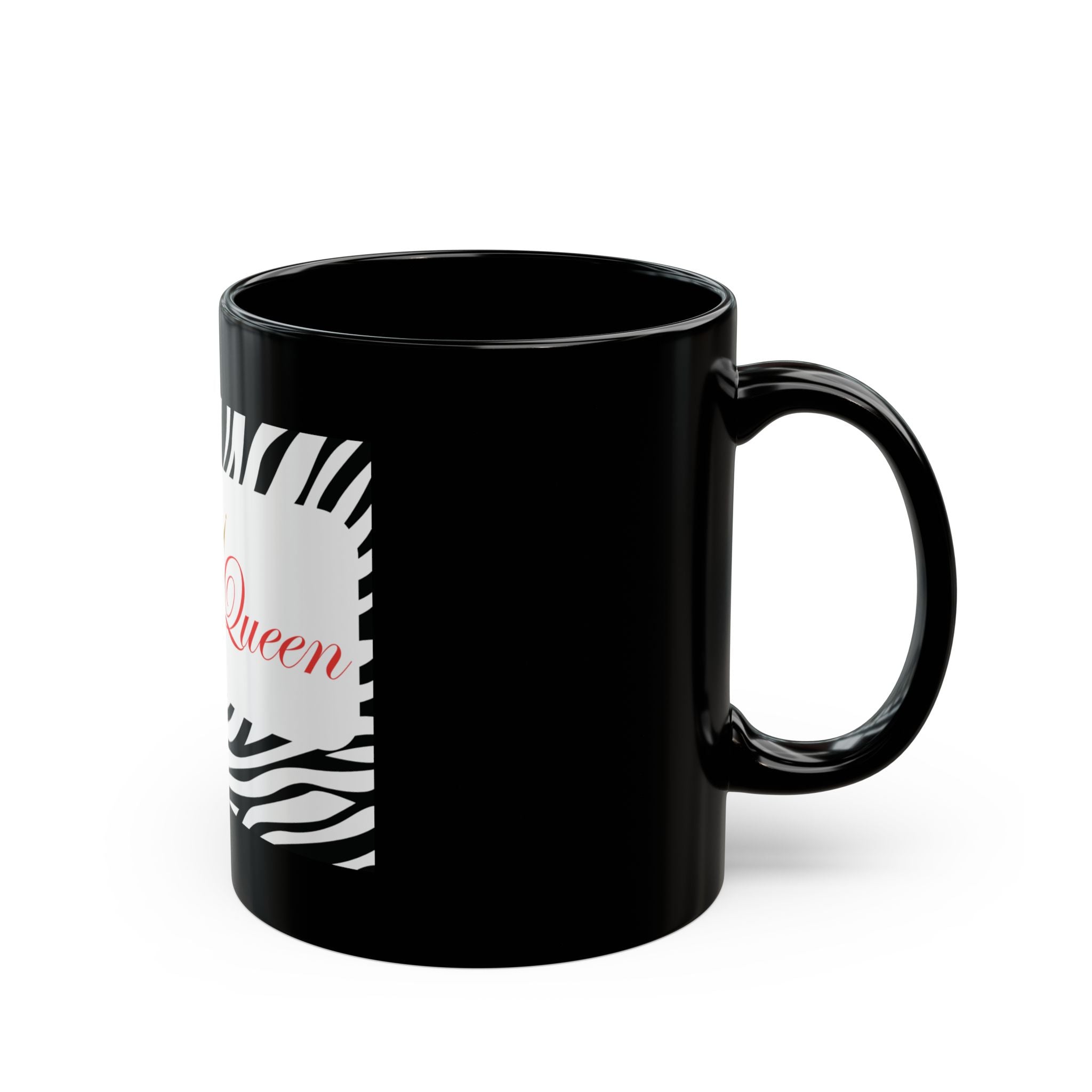 Drama Queen Zebra Print Black Mug 'Drama Queen' Crown Coffee Cup (11oz & 15oz)