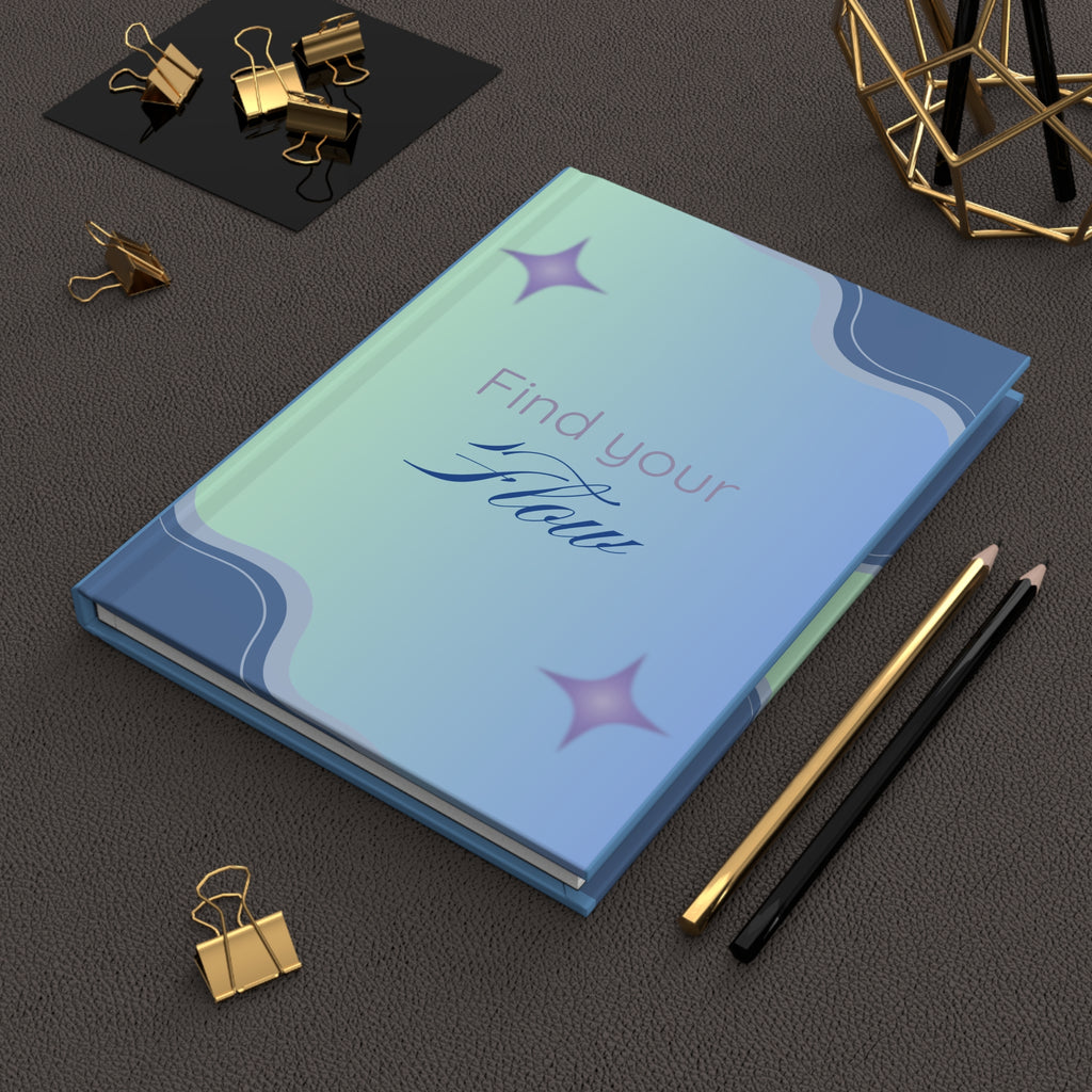 Find Your Flow Hardcover Journal Calming Blue Gradient Daily Notebook for Mindfulness & Creativity