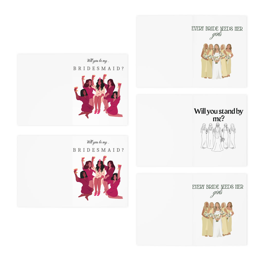 Bridesmaid Proposal Greeting Cards  5-Pack ‘Will You Be My Bridesmaid?’ Assortment