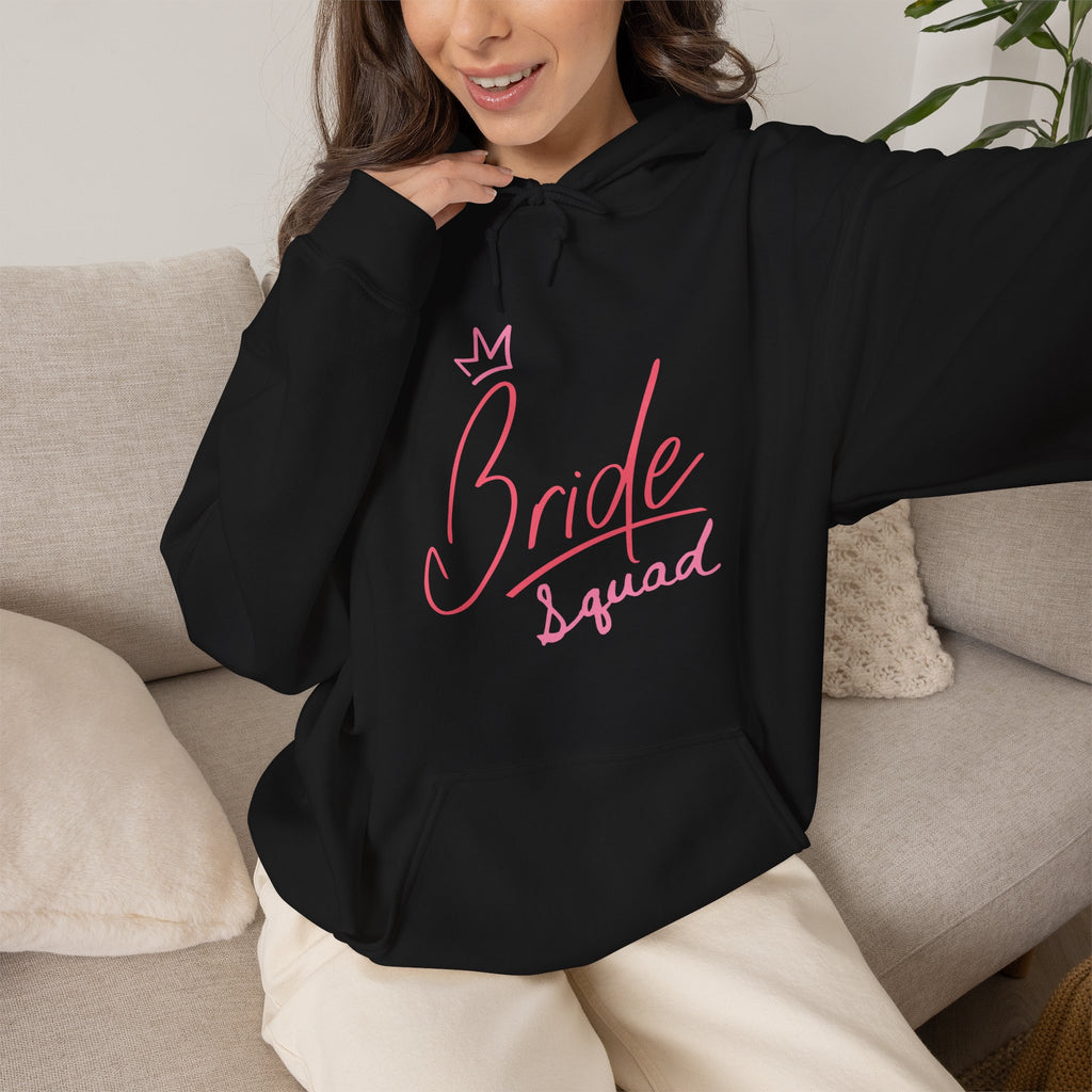 Bride Squad Hoodie - Pink Script Bachelorette Party Pullover