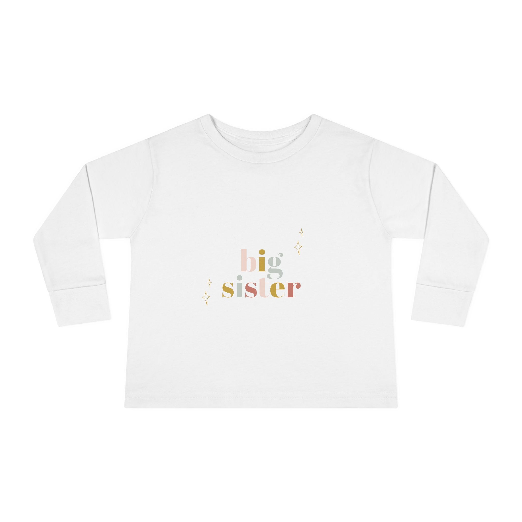 Big Sister Toddler Long Sleeve Tee — Pastel Rainbow Sibling Shirt