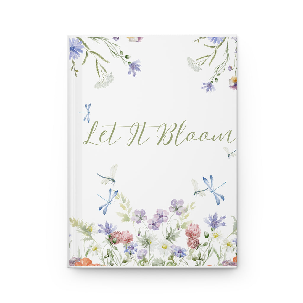 Let It Bloom Hardcover Journal  Floral Dragonfly Notebook for Women, Gardening & Self-Reflection