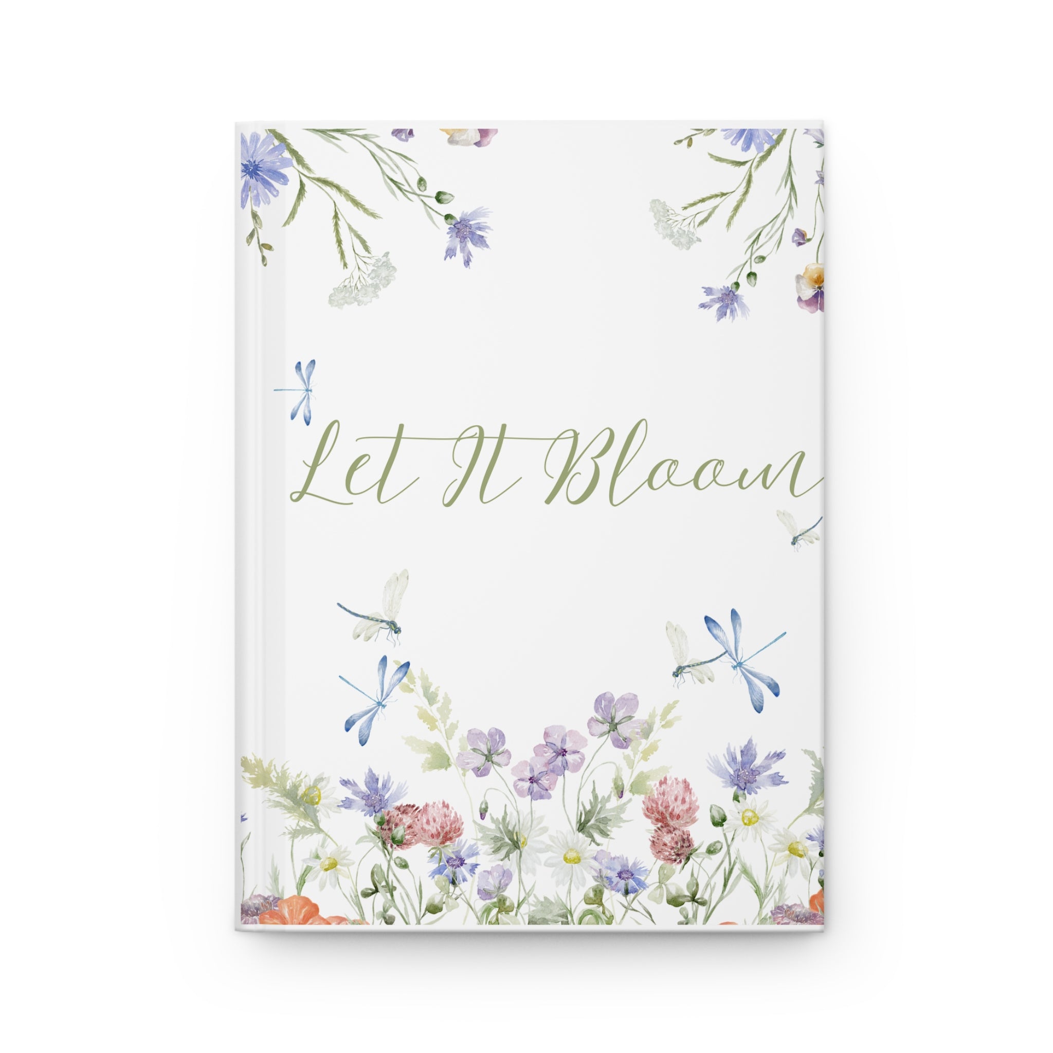 Let It Bloom Hardcover Journal  Floral Dragonfly Notebook for Women, Gardening & Self-Reflection