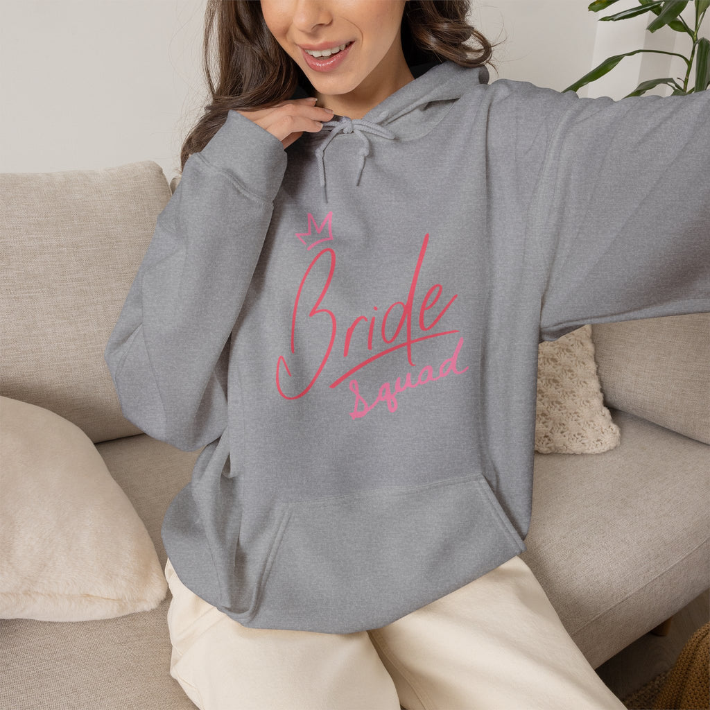 Bride Squad Hoodie - Pink Script Bachelorette Party Pullover