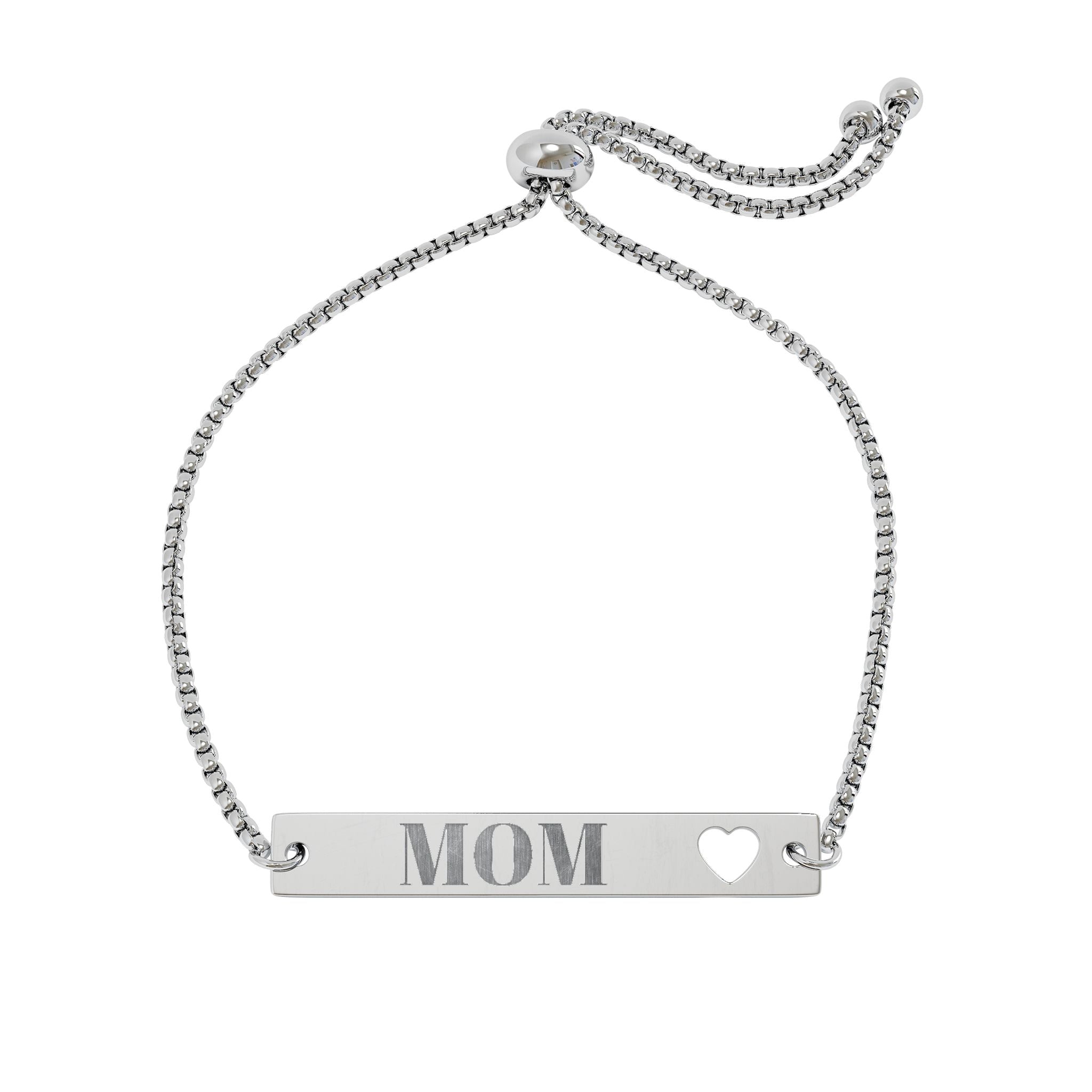 Mom Engraved Heart Bar Bracelet — Adjustable Gold/ Rose Gold Personalized Gift for Mother’s Day