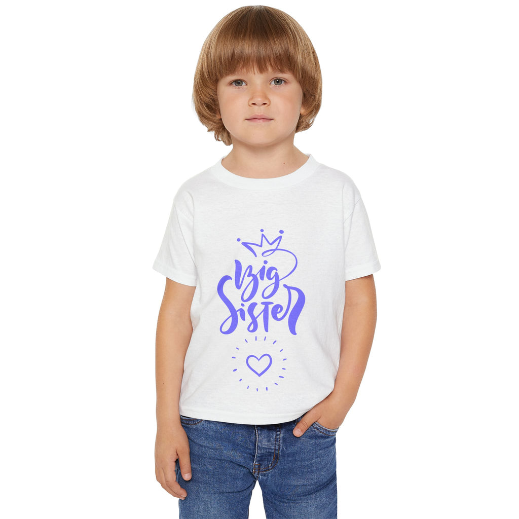 Big Sister Toddler T‑Shirt — Cute Announcement Tee with Crown & Heart